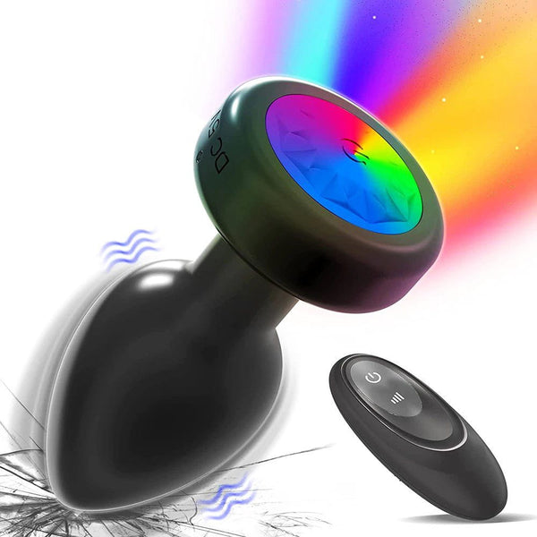 LE ROYAUME DU PLUG™|<b>Plug anal noir vibrant avec lumière LED</b>