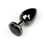Grand plug anal bijou noir en acier inoxydable-Le Royaume Du Plug