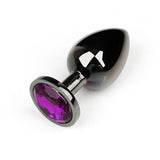 Grand plug anal bijou violet en acier inoxydable-Le Royaume Du Plug