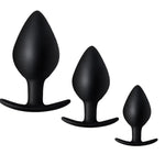 Kit anal trois tailles en silicone noir-Le Royaume Du Plug